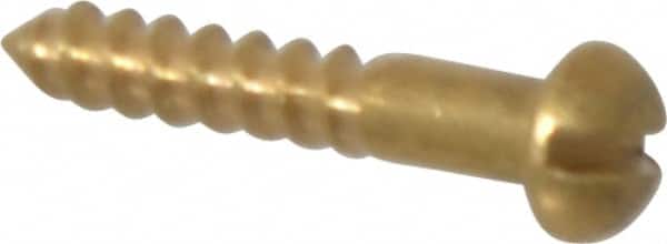Value Collection - #2, 1/2" Length Under Head, Slotted Drive, Round Head Wood Screw - ASME B18.6.1, Brass - Americas Industrial Supply