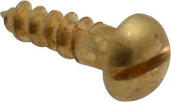 Value Collection - #6, 1/2" Length Under Head, Slotted Drive, Round Head Wood Screw - ASME B18.6.1, Brass - Americas Industrial Supply