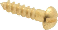 Value Collection - #6, 5/8" Length Under Head, Slotted Drive, Round Head Wood Screw - ASME B18.6.1, Brass - Americas Industrial Supply