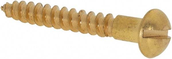 Value Collection - #6, 1" Length Under Head, Slotted Drive, Round Head Wood Screw - ASME B18.6.1, Brass - Americas Industrial Supply