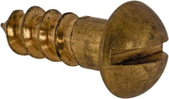 Value Collection - #8, 1/2" Length Under Head, Slotted Drive, Round Head Wood Screw - ASME B18.6.1, Brass - Americas Industrial Supply