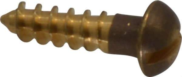 Value Collection - #8, 5/8" Length Under Head, Slotted Drive, Round Head Wood Screw - ASME B18.6.1, Brass - Americas Industrial Supply