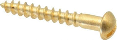 Value Collection - #8, 1-1/4" Length Under Head, Slotted Drive, Round Head Wood Screw - ASME B18.6.1, Brass - Americas Industrial Supply