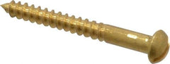 Value Collection - #8, 1-1/2" Length Under Head, Slotted Drive, Round Head Wood Screw - ASME B18.6.1, Brass - Americas Industrial Supply