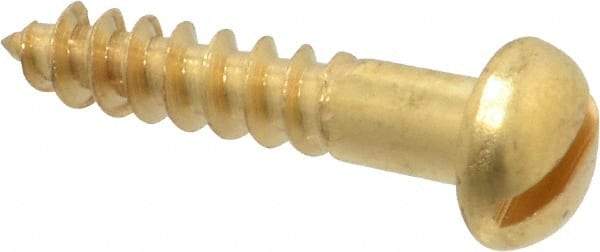 Value Collection - #10, 1" Length Under Head, Slotted Drive, Round Head Wood Screw - ASME B18.6.1, Brass - Americas Industrial Supply