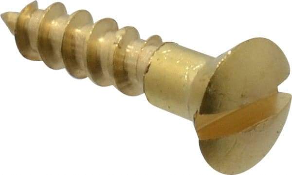 Value Collection - #4, 1/2" Length Under Head, Slotted Drive, Oval Head Wood Screw - ASME B18.6.1, Brass - Americas Industrial Supply