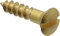 Value Collection - #4, 1/2" Length Under Head, Slotted Drive, Oval Head Wood Screw - ASME B18.6.1, Brass - Americas Industrial Supply