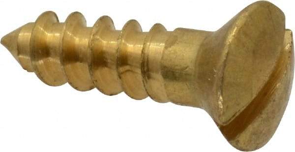 Value Collection - #6, 1/2" Length Under Head, Slotted Drive, Oval Head Wood Screw - ASME B18.6.1, Brass - Americas Industrial Supply