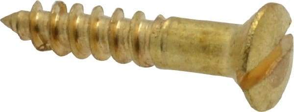 Value Collection - #6, 3/4" Length Under Head, Slotted Drive, Oval Head Wood Screw - ASME B18.6.1, Brass - Americas Industrial Supply