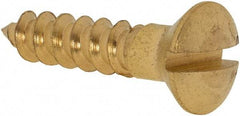 Value Collection - #8, 3/4" Length Under Head, Slotted Drive, Oval Head Wood Screw - ASME B18.6.1, Brass - Americas Industrial Supply