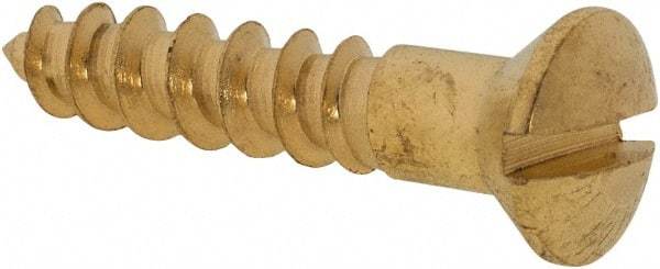 Value Collection - #10, 1" Length Under Head, Slotted Drive, Oval Head Wood Screw - ASME B18.6.1, Brass - Americas Industrial Supply