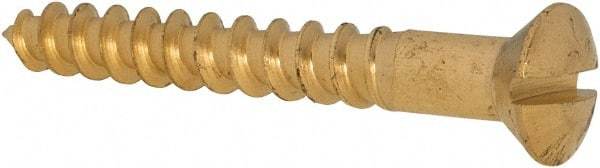 Value Collection - #10, 1-1/2" Length Under Head, Slotted Drive, Oval Head Wood Screw - ASME B18.6.1, Brass - Americas Industrial Supply