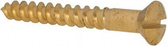 Value Collection - #10, 1-1/2" Length Under Head, Slotted Drive, Oval Head Wood Screw - ASME B18.6.1, Brass - Americas Industrial Supply