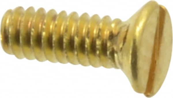 Value Collection - #2-56 UNC, 1/4" OAL Slotted Drive Machine Screw - Flat Head, Brass, Uncoated, Without Washer - Americas Industrial Supply