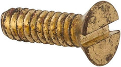 Value Collection - #4-40 UNC, 3/8" OAL Slotted Drive Machine Screw - Flat Head, Brass, Without Washer - Americas Industrial Supply