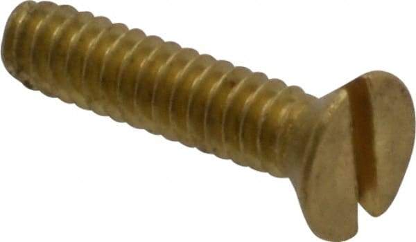 Value Collection - #4-40 UNC, 1/2" OAL Slotted Drive Machine Screw - Flat Head, Brass, Without Washer - Americas Industrial Supply