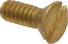 Value Collection - #6-32 UNC, 3/8" OAL Slotted Drive Machine Screw - Flat Head, Brass, Without Washer - Americas Industrial Supply