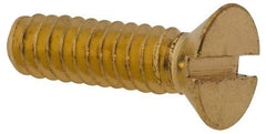 Value Collection - #6-32 UNC, 1/2" OAL Slotted Drive Machine Screw - Flat Head, Brass, Without Washer - Americas Industrial Supply