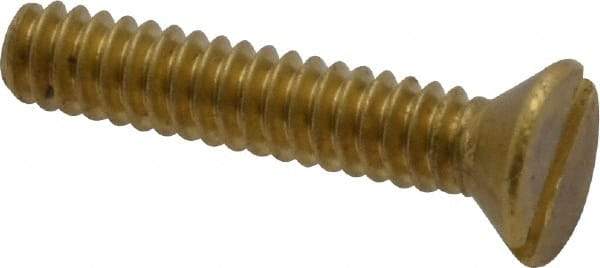 Value Collection - #6-32 UNC, 3/4" OAL Slotted Drive Machine Screw - Flat Head, Brass, Without Washer - Americas Industrial Supply