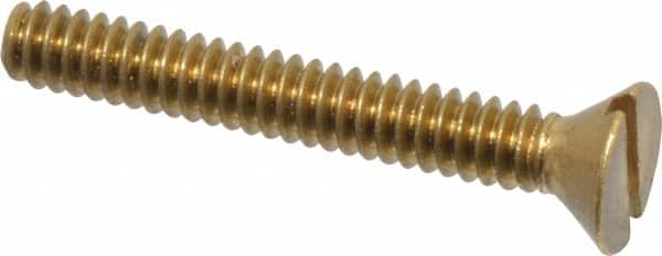 Value Collection - #6-32 UNC, 1" OAL Slotted Drive Machine Screw - Flat Head, Brass, Without Washer - Americas Industrial Supply