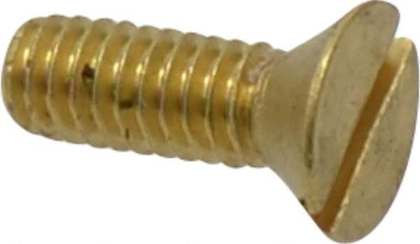 Value Collection - #8-32 UNC, 1/2" OAL Slotted Drive Machine Screw - Flat Head, Brass, Without Washer - Americas Industrial Supply