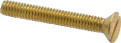 Value Collection - #8-32 UNC, 1-1/4" OAL Slotted Drive Machine Screw - Flat Head, Brass, Without Washer - Americas Industrial Supply