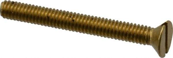 Value Collection - #8-32 UNC, 1-1/2" OAL Slotted Drive Machine Screw - Flat Head, Brass, Without Washer - Americas Industrial Supply