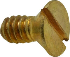 Value Collection - #10-24 UNC, 3/8" OAL Slotted Drive Machine Screw - Flat Head, Brass, Without Washer - Americas Industrial Supply