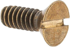 Value Collection - #10-24 UNC, 1/2" OAL Slotted Drive Machine Screw - Flat Head, Brass, Without Washer - Americas Industrial Supply