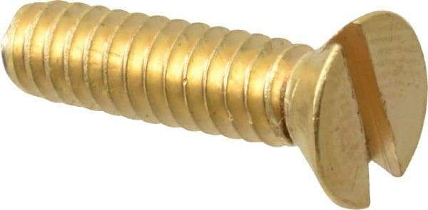 Value Collection - #10-24 UNC, 3/4" OAL Slotted Drive Machine Screw - Flat Head, Brass, Without Washer - Americas Industrial Supply