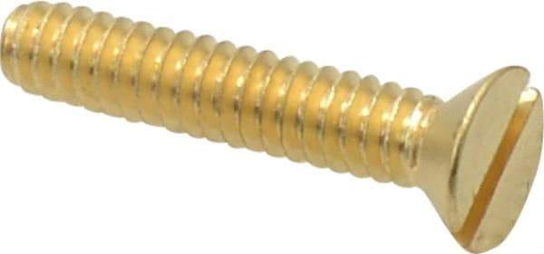 Value Collection - #10-24 UNC, 1" OAL Slotted Drive Machine Screw - Flat Head, Brass, Without Washer - Americas Industrial Supply