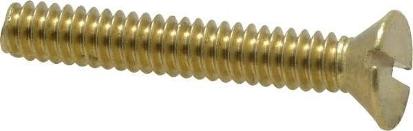 Value Collection - #10-24 UNC, 1-1/4" OAL Slotted Drive Machine Screw - Flat Head, Brass, Without Washer - Americas Industrial Supply