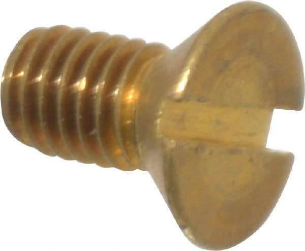 Value Collection - #10-32 UNF, 3/8" OAL Slotted Drive Machine Screw - Flat Head, Brass, Without Washer - Americas Industrial Supply