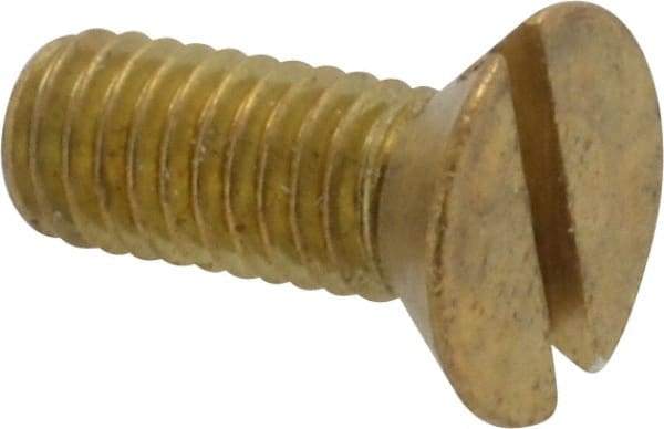 Value Collection - #10-32 UNF, 1/2" OAL Slotted Drive Machine Screw - Flat Head, Brass, Without Washer - Americas Industrial Supply