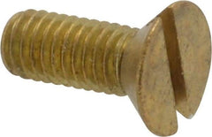 Value Collection - #10-32 UNF, 1/2" OAL Slotted Drive Machine Screw - Flat Head, Brass, Without Washer - Americas Industrial Supply