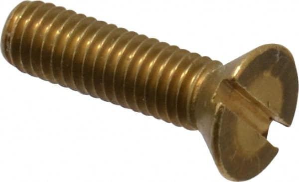 Value Collection - #10-32 UNF, 3/4" OAL Slotted Drive Machine Screw - Flat Head, Brass, Without Washer - Americas Industrial Supply
