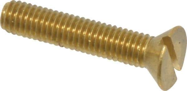 Value Collection - #10-32 UNF, 1" OAL Slotted Drive Machine Screw - Flat Head, Brass, Without Washer - Americas Industrial Supply
