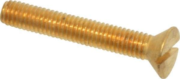 Value Collection - #10-32 UNF, 1-1/4" OAL Slotted Drive Machine Screw - Flat Head, Brass, Without Washer - Americas Industrial Supply