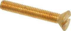 Value Collection - #10-32 UNF, 1-1/4" OAL Slotted Drive Machine Screw - Flat Head, Brass, Without Washer - Americas Industrial Supply