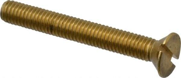 Value Collection - #10-32 UNF, 1-1/2" OAL Slotted Drive Machine Screw - Flat Head, Brass, Without Washer - Americas Industrial Supply