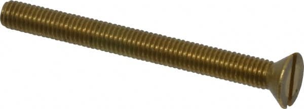 Value Collection - #10-32 UNF, 2" OAL Slotted Drive Machine Screw - Flat Head, Brass, Without Washer - Americas Industrial Supply