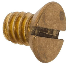 Value Collection - 1/4-20 UNC, 3/8" OAL Slotted Drive Machine Screw - Flat Head, Brass, Uncoated, Without Washer - Americas Industrial Supply