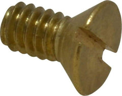 Value Collection - 1/4-20 UNC, 1/2" OAL Slotted Drive Machine Screw - Flat Head, Brass, Without Washer - Americas Industrial Supply