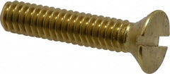 Value Collection - 1/4-20 UNC, 1-1/4" OAL Slotted Drive Machine Screw - Flat Head, Brass, Without Washer - Americas Industrial Supply