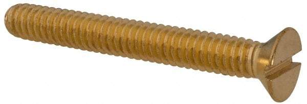 Value Collection - 1/4-20 UNC, 2" OAL Slotted Drive Machine Screw - Flat Head, Brass, Without Washer - Americas Industrial Supply