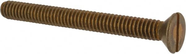 Value Collection - 1/4-20 UNC, 2-1/2" OAL Slotted Drive Machine Screw - Flat Head, Brass, Without Washer - Americas Industrial Supply