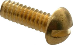 Value Collection - #2-56 UNC, 1/4" Length Under Head Slotted Drive Machine Screw - Round Head, Brass, Uncoated, Without Washer - Americas Industrial Supply