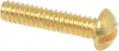 Value Collection - #2-56 UNC, 3/8" Length Under Head Slotted Drive Machine Screw - Round Head, Brass, Uncoated, Without Washer - Americas Industrial Supply