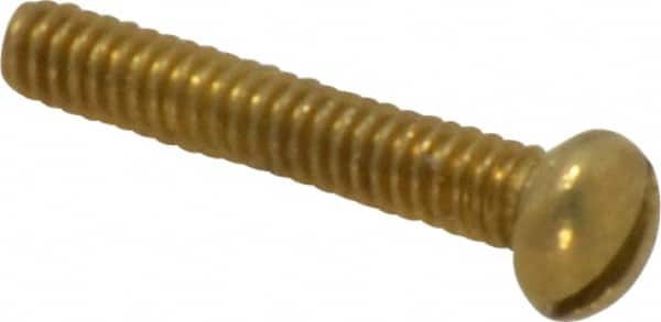 Value Collection - #2-56 UNC, 1/2" Length Under Head Slotted Drive Machine Screw - Round Head, Brass, Uncoated, Without Washer - Americas Industrial Supply