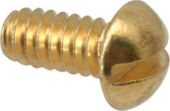Value Collection - #4-40 UNC, 1/4" Length Under Head Slotted Drive Machine Screw - Round Head, Brass, Without Washer - Americas Industrial Supply